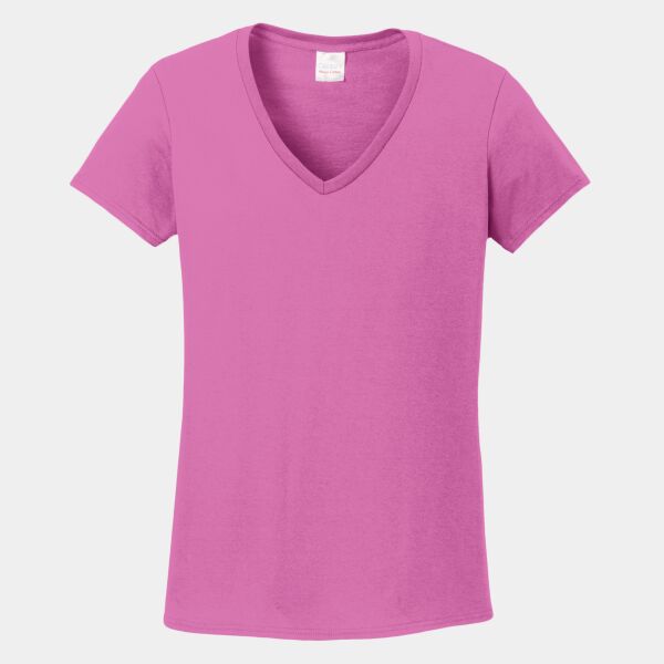Women's Heavy Cotton 100% Cotton V Neck T Shirt Thumbnail